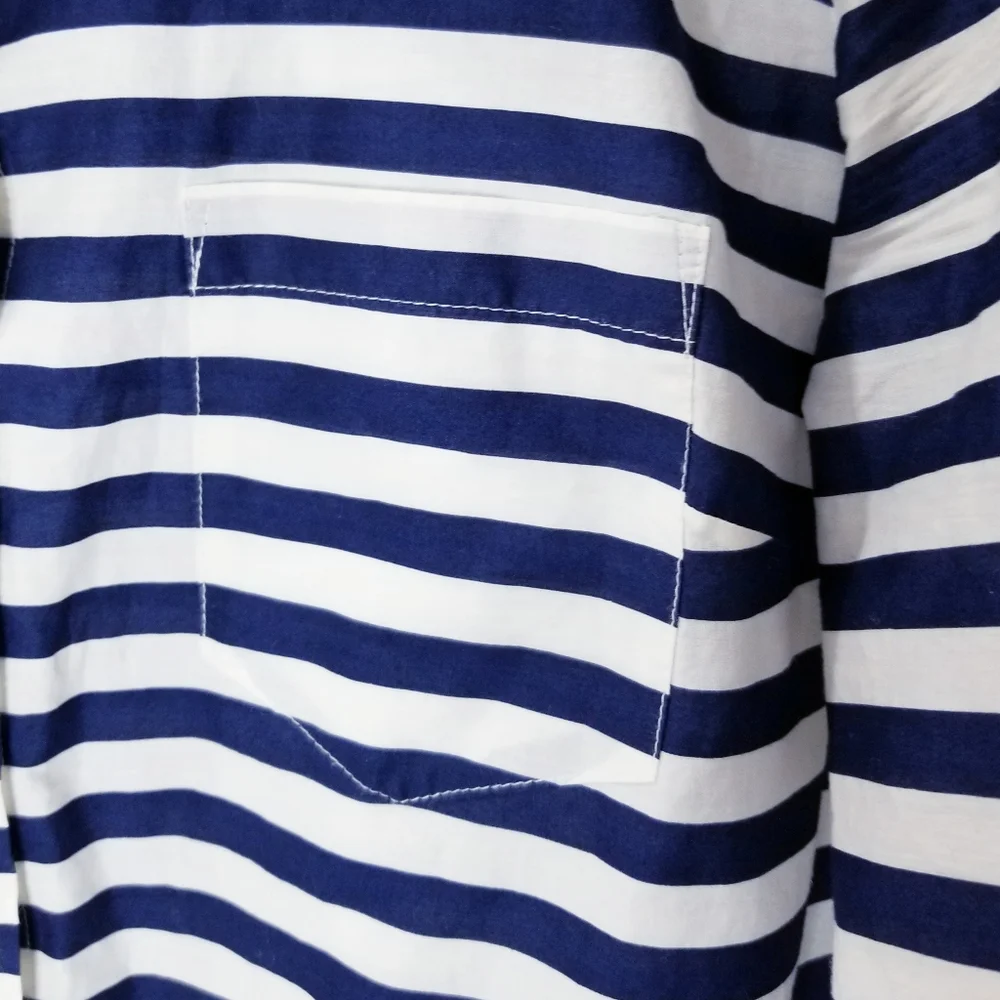 J.Crew Ivory and Navy Stripe Long Sleeve Buttondown Boy Shirt Sz 4